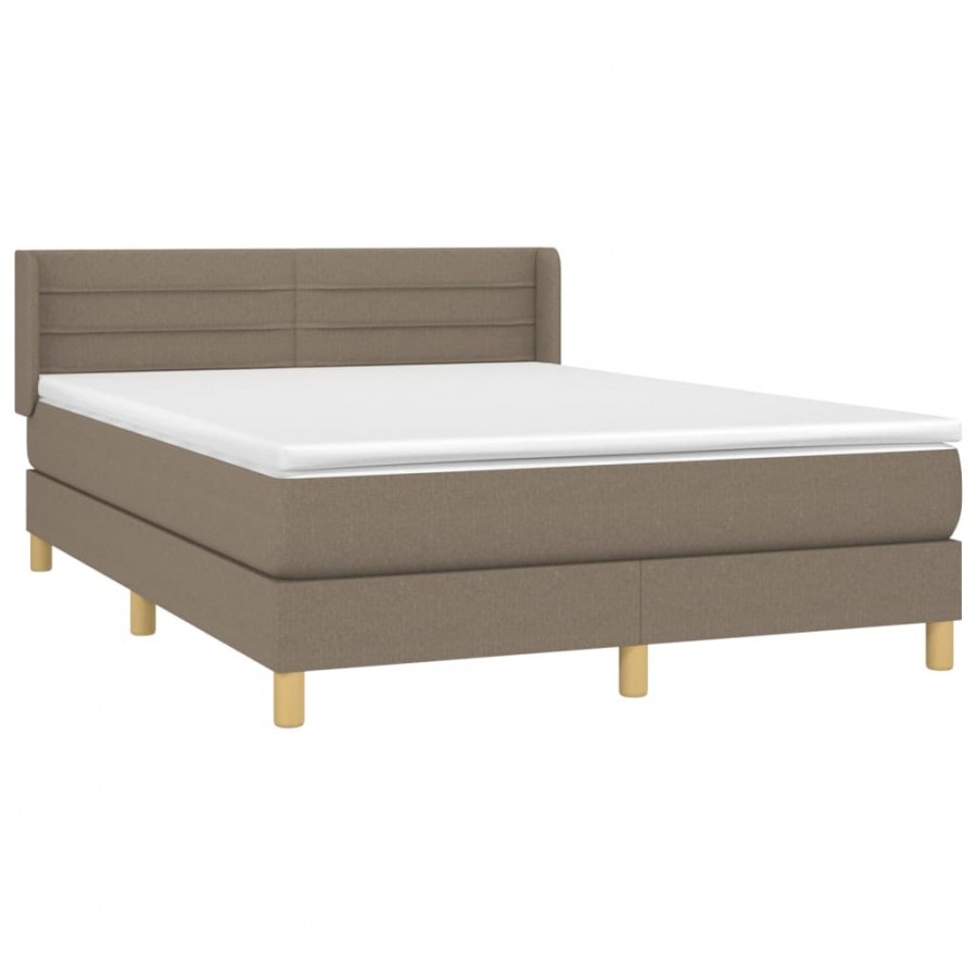 Cadre de lit avec matelas Taupe 140x200 cm Tissu