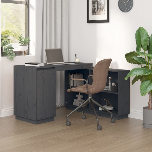 Bureau Gris 110x50x75 cm Bois massif de pin