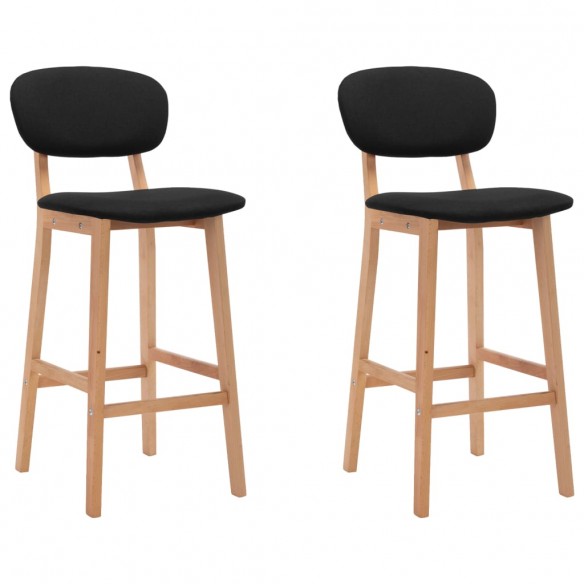 Tabourets de bar lot de 2 noir tissu