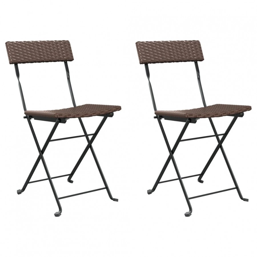 Chaises de bistrot pliantes 2pcs Marron Résine tressée et acier