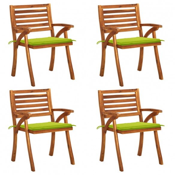 Chaises de jardin avec coussins 4 pcs Bois de teck solide