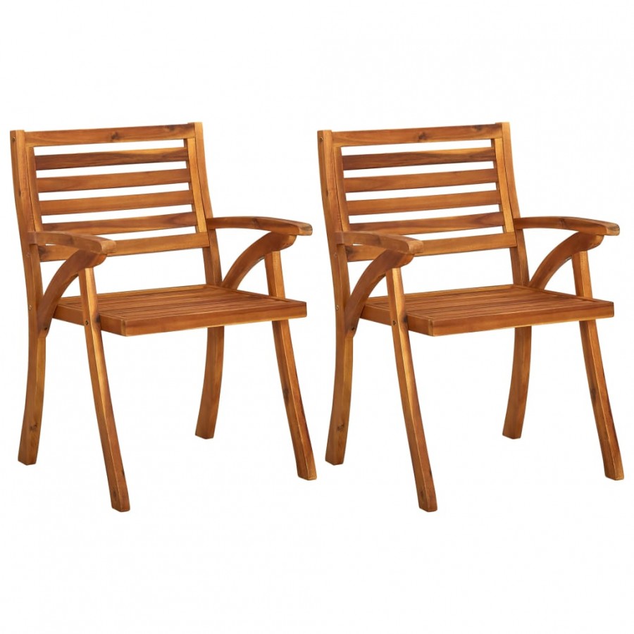 Chaises à dîner de jardin avec coussins 2 pcs Acacia massif