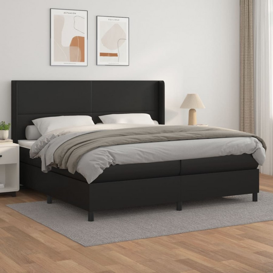 Cadre de lit avec matelas Noir 200x200 cm Similicuir