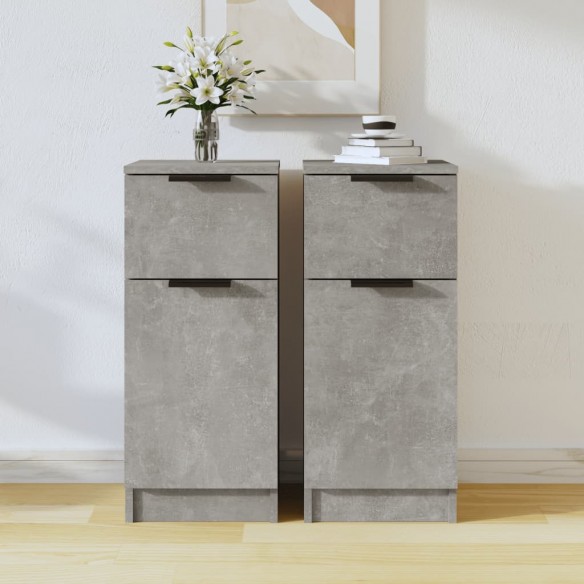 Buffets 2 pcs Gris béton 30x30x70 cm Bois d'ingénierie