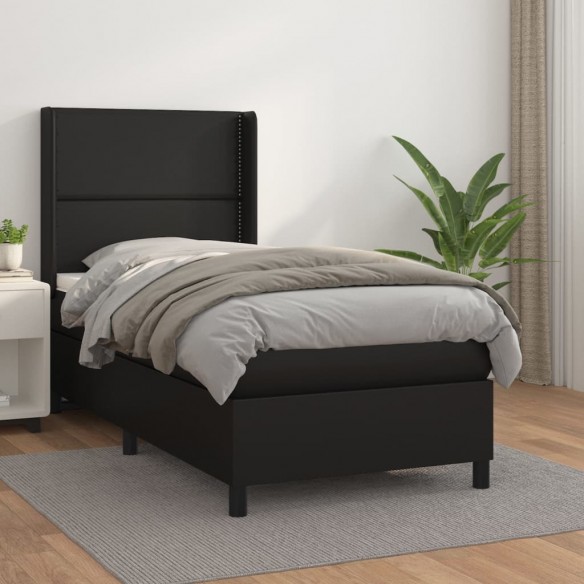 Cadre de lit avec matelas Noir 100x200 cm Similicuir