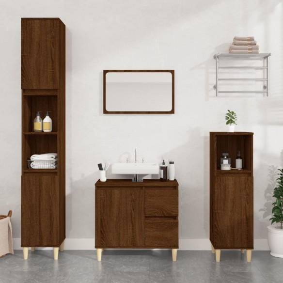 Armoire de bain chêne marron 30x30x190 cm bois d'ingénierie