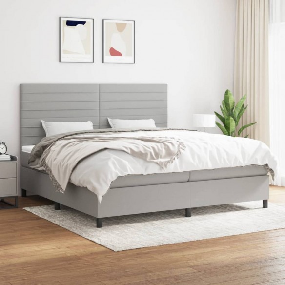 Cadre de lit avec matelas Gris clair 200x200cm Tissu