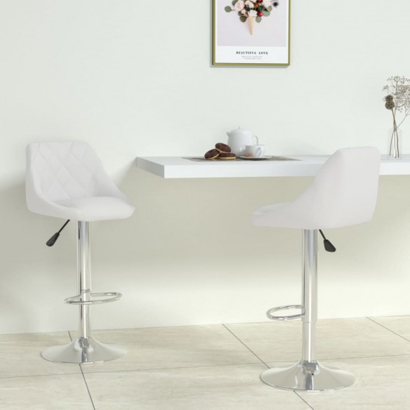 Tabourets de bar lot de 2 blanc similicuir