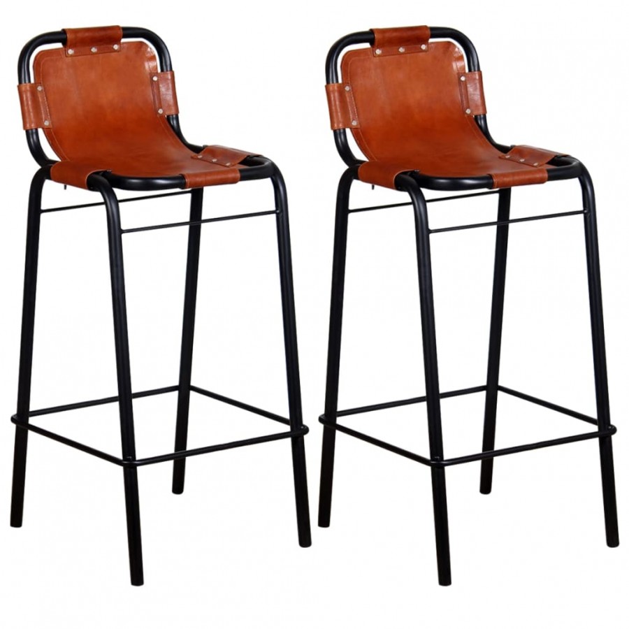 Tabourets de bar lot de 2 cuir véritable