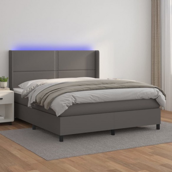 Cadre de lit matelas LED Gris 160x200 cm Similicuir