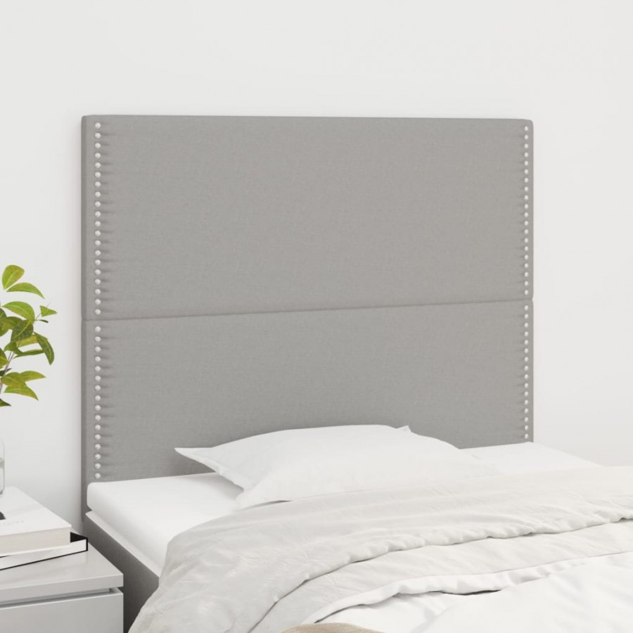 Têtes de lit 2 pcs Gris clair 100x5x78/88 cm Tissu