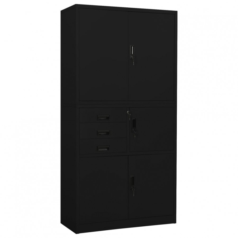 Armoire de bureau Noir 90x40x180 cm Acier