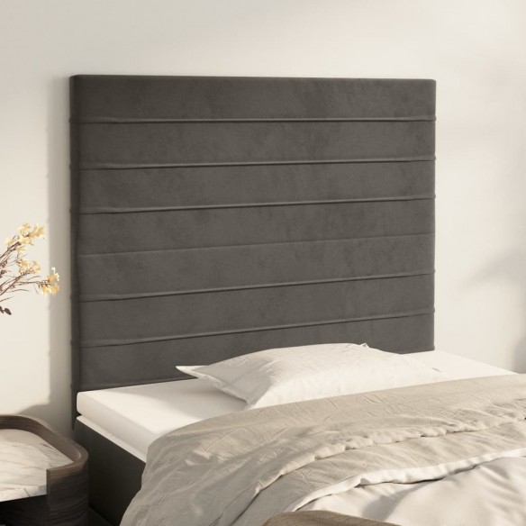 Têtes de lit 2 pcs Gris foncé 90x5x78/88 cm Velours