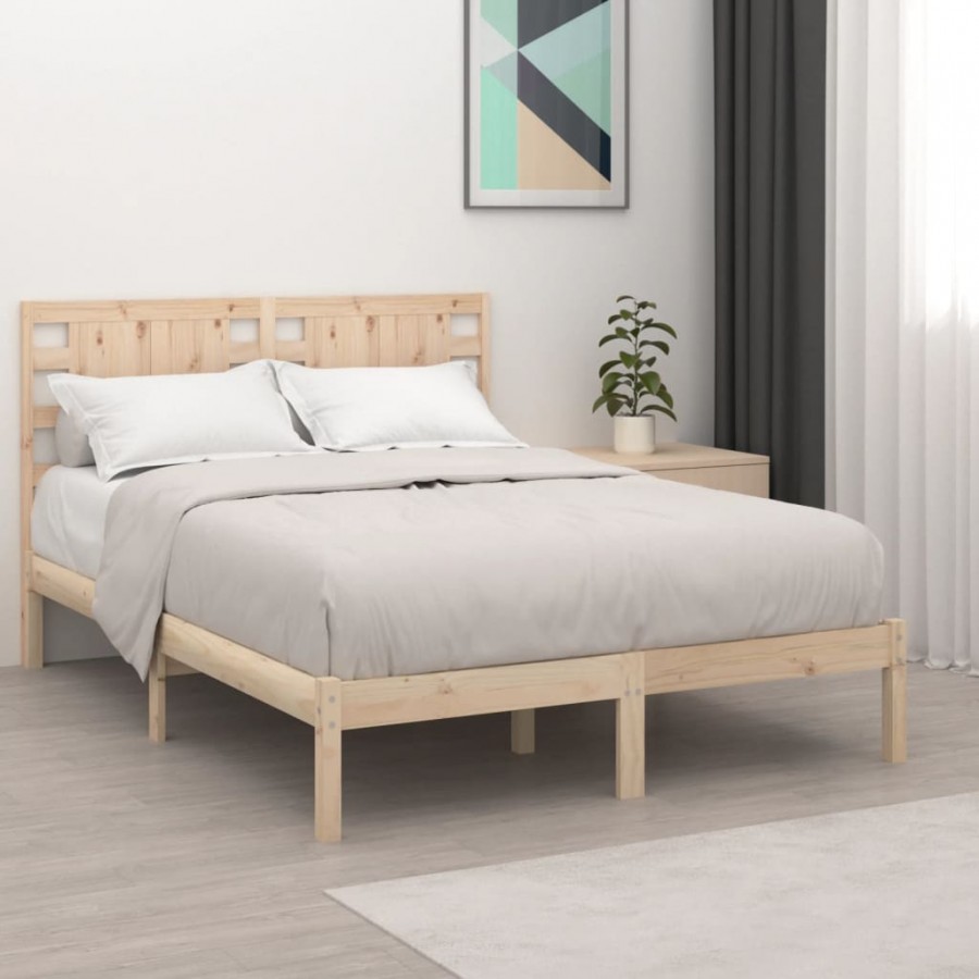 Cadre de lit bois massif 135x190 cm double