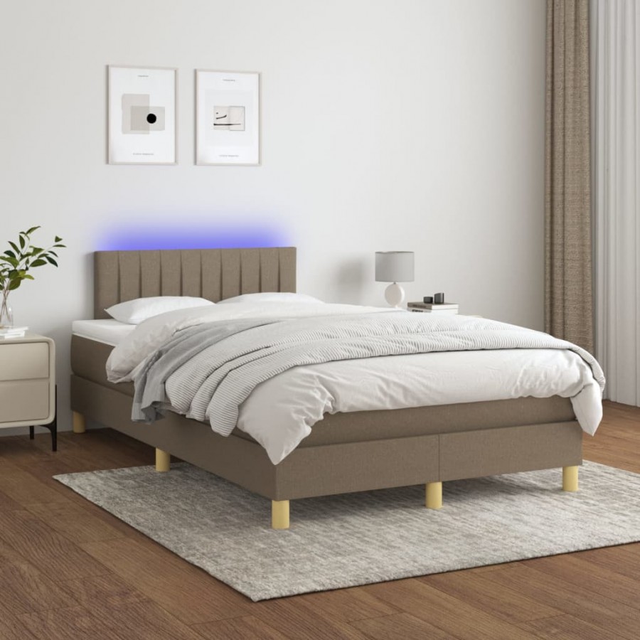 Cadre de lit avec matelas LED Taupe 120x200 cm Tissu