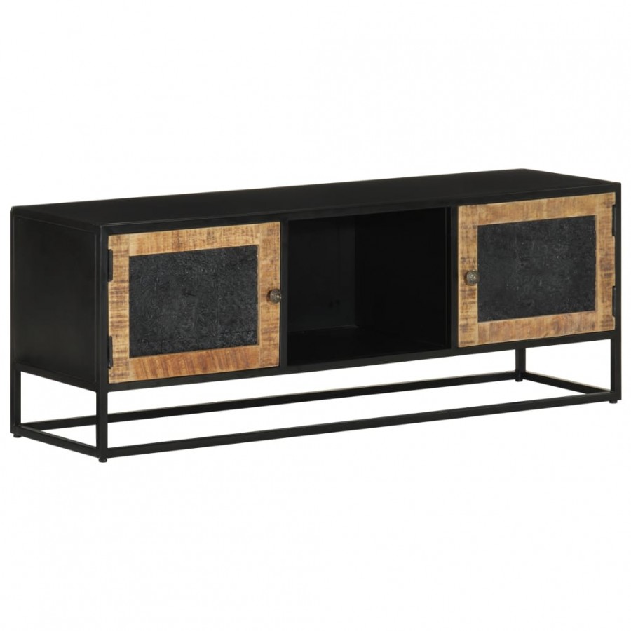 Meuble TV 110x30x40 cm bois massif de manguier et fer