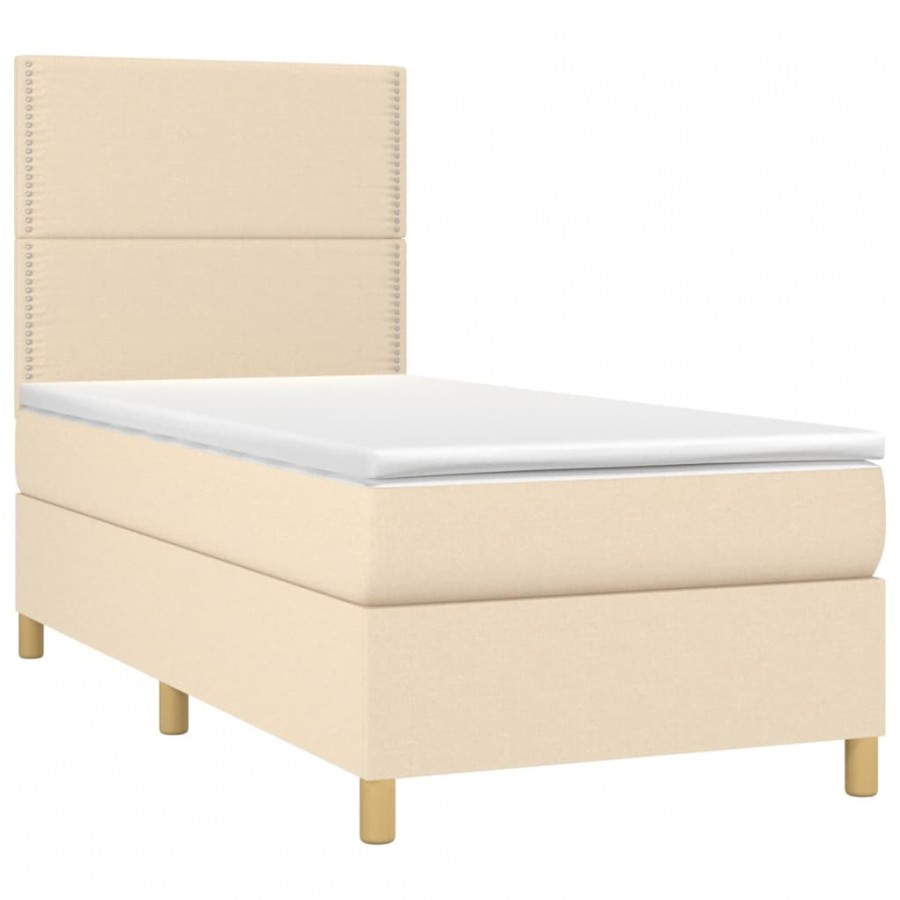 Cadre de lit et matelas et LED Crème 80x200cm Tissu