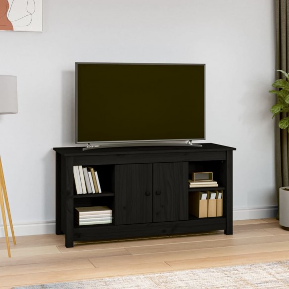 Meuble TV Noir 103x36,5x52 cm Bois de pin massif