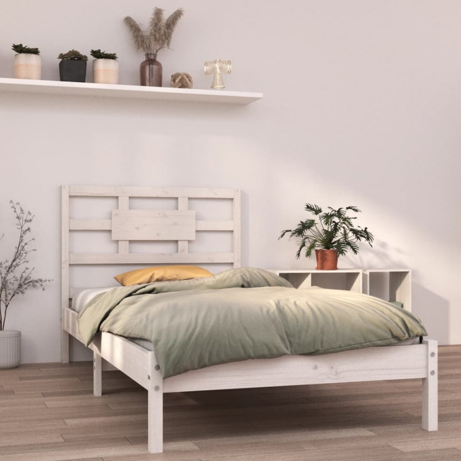 Cadre de lit Blanc Bois massif 90x200 cm