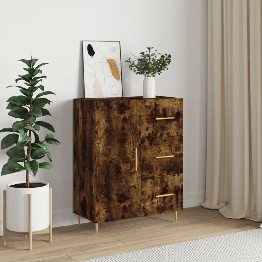 Buffet chêne fumé 69,5x34x90 cm bois d'ingénierie