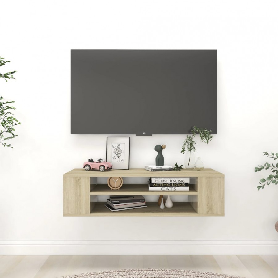 Meuble TV suspendu Chêne sonoma 100x30x26,5 cm Aggloméré