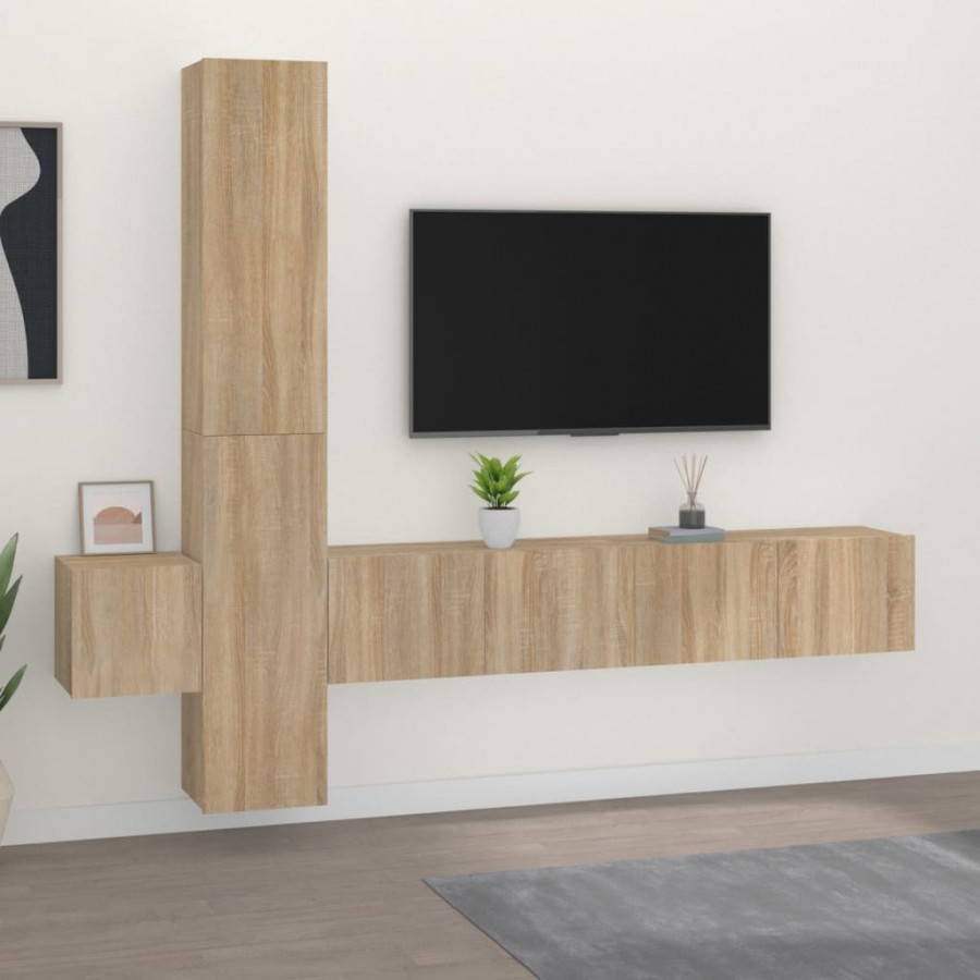 Ensemble de meubles TV 5 pcs Chêne sonoma Bois d'ingénierie