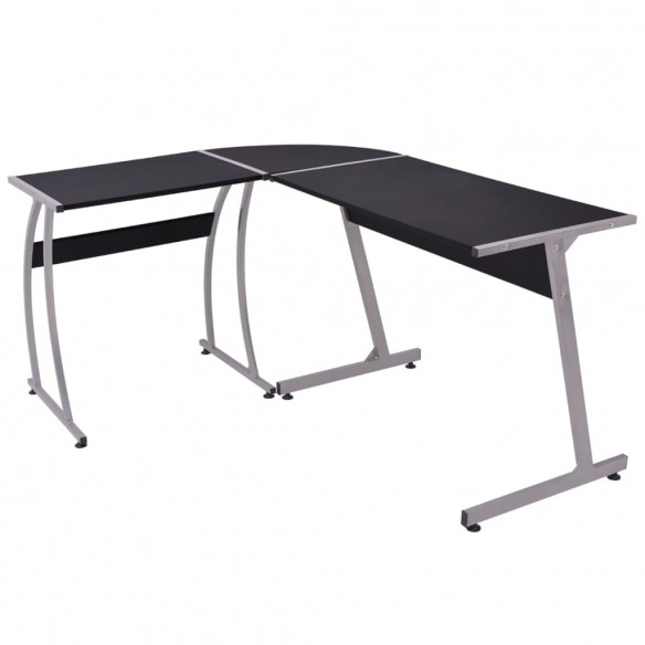 Bureau d'angle en forme de L Noir