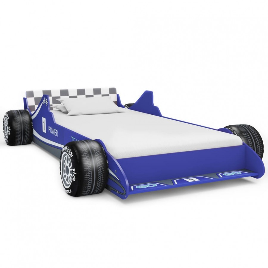 Lit voiture de course pour enfants 90 x 200 cm Bleu