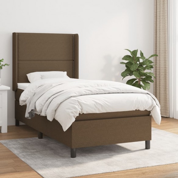 Cadre de lit avec matelas Marron foncé 90x190 cm