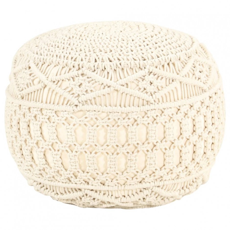 Pouf fait à la main en macramé 45x30 cm Coton