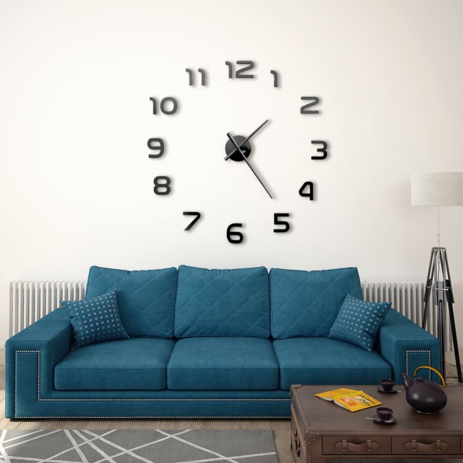 Horloge murale 3D Design moderne 100 cm XXL Noir