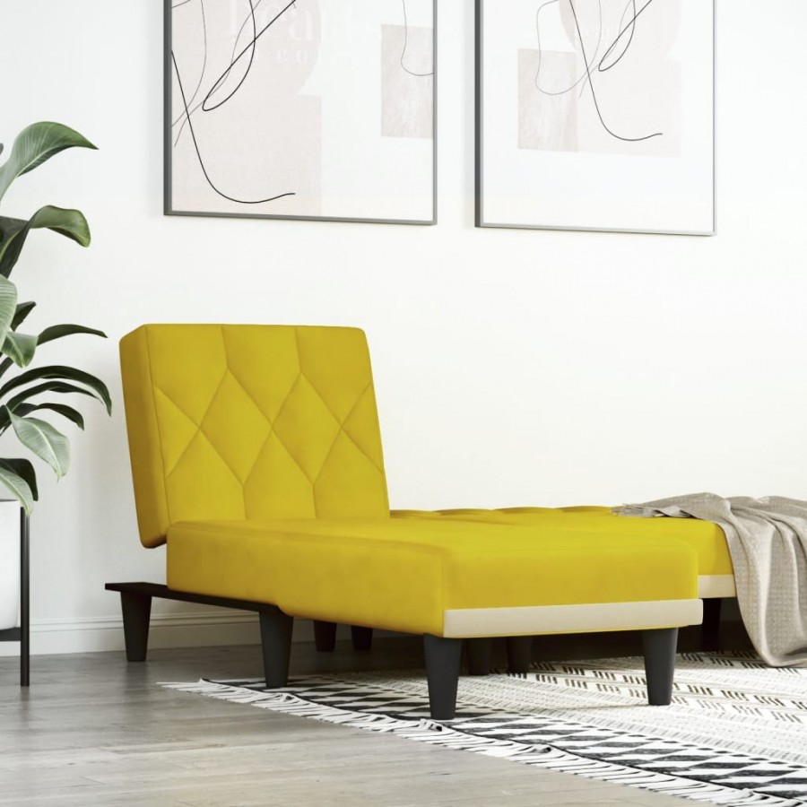 Chaise longue jaune velours