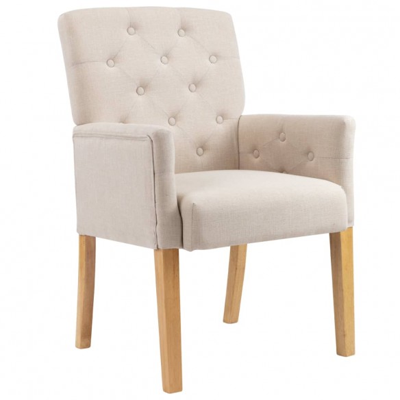 Chaises à manger avec accoudoirs lot de 6 beige tissu