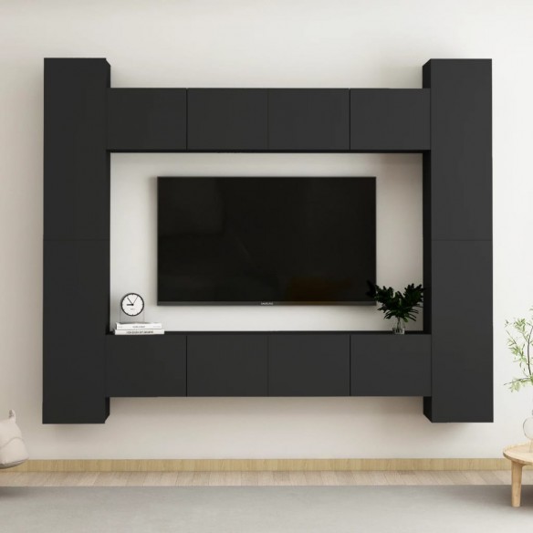 Ensemble de meubles TV 8 pcs Noir Aggloméré