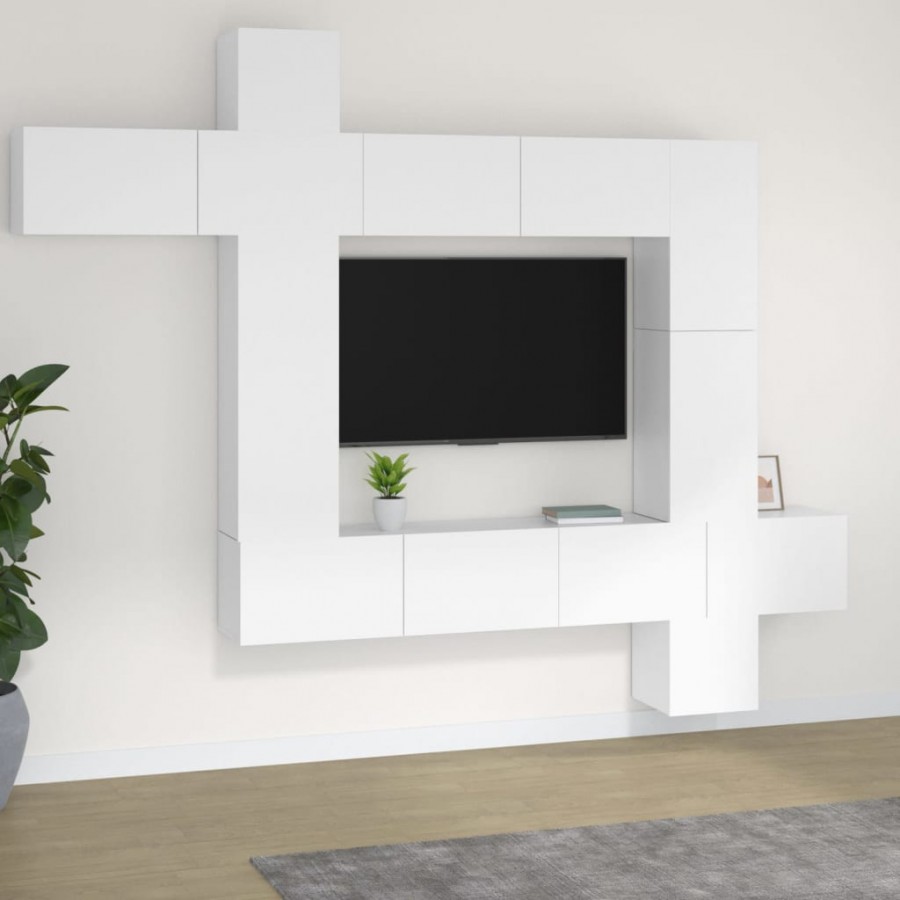 Ensemble de meubles TV 9 pcs Blanc Bois d'ingénierie