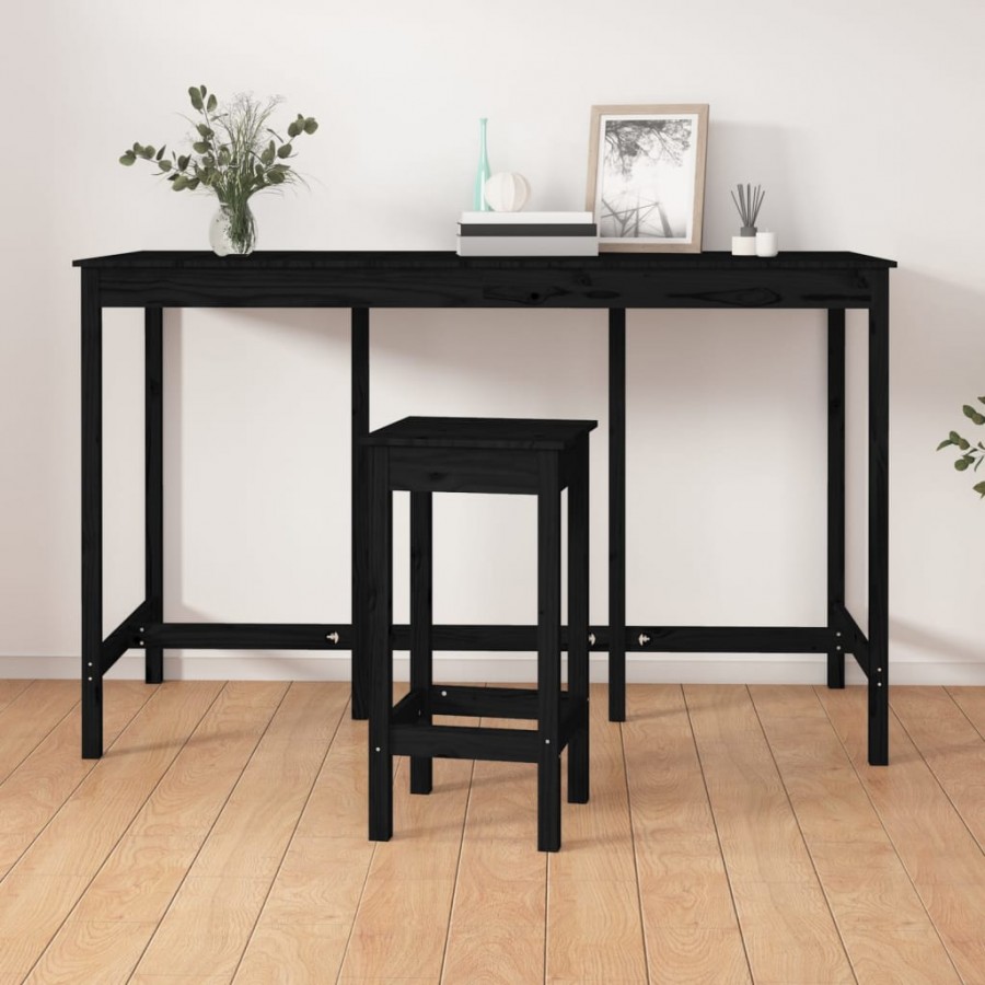 Table de bar Noir 180x80x110 cm Bois massif de pin