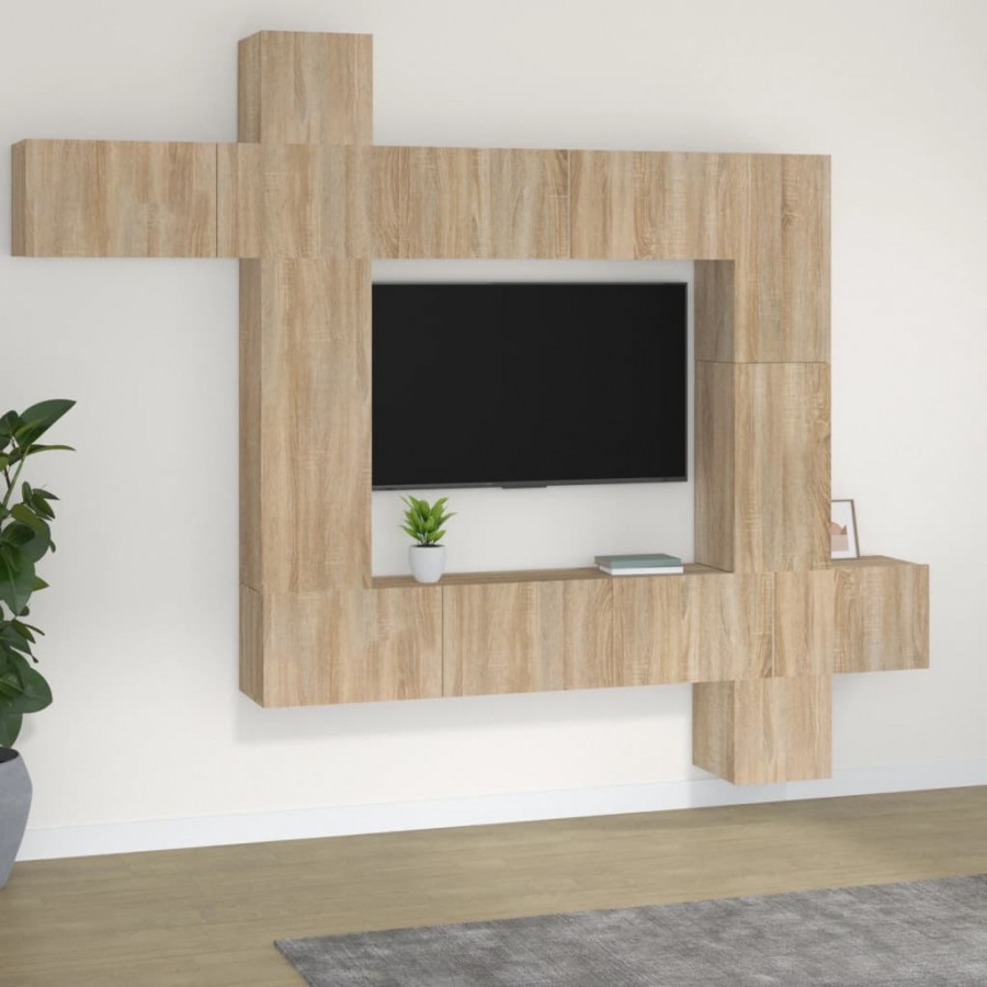 Ensemble de meubles TV 9 pcs Chêne sonoma Bois d'ingénierie