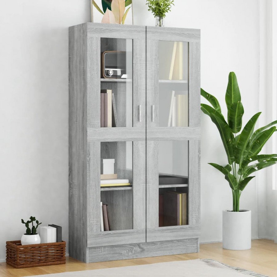 Armoire à vitrine Sonoma gris 82,5x30,5x150cm Bois d'ingénierie