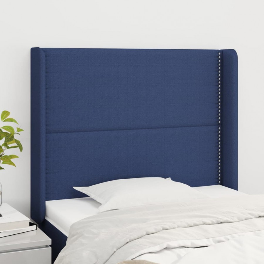 Tête de lit avec oreilles Bleu 83x16x118/128 cm Tissu