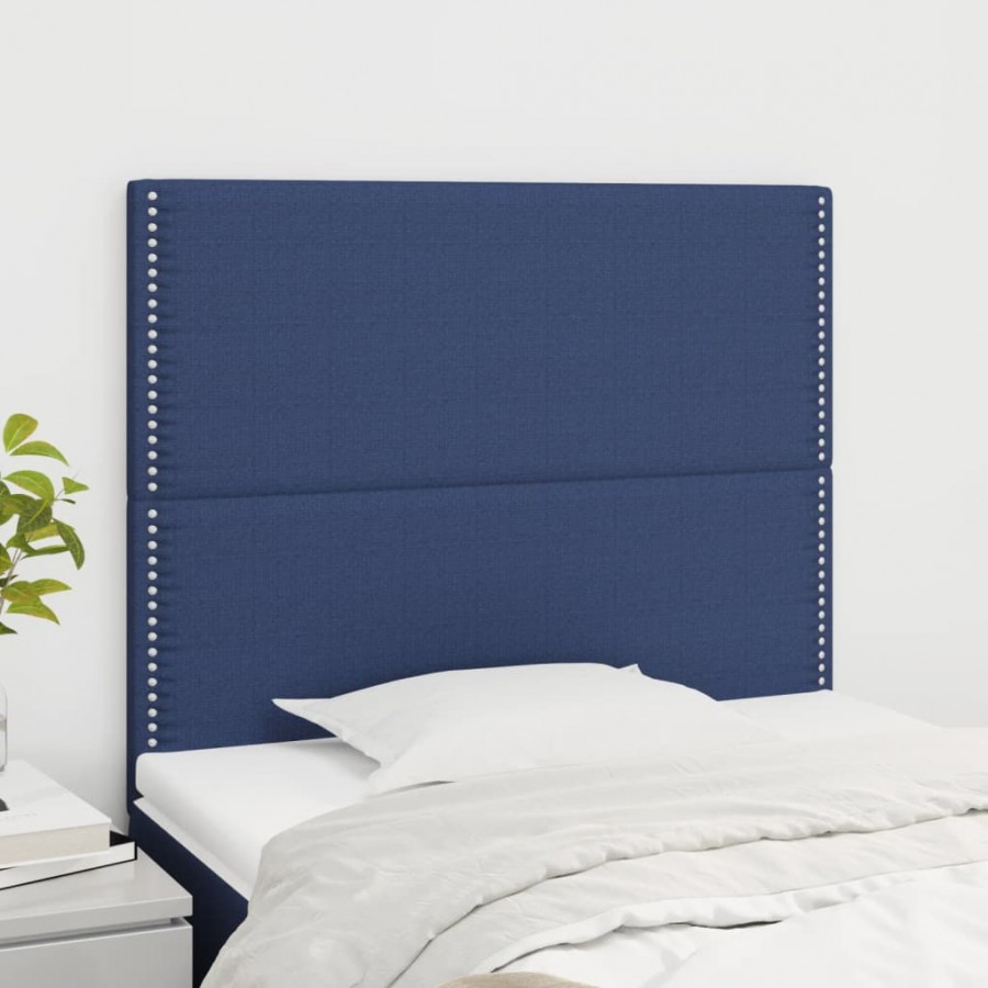 Têtes de lit 2 pcs Bleu 80x5x78/88 cm Tissu