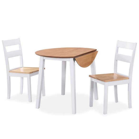 Ensemble de salle à manger 3 pcs MDF et hévéa Blanc