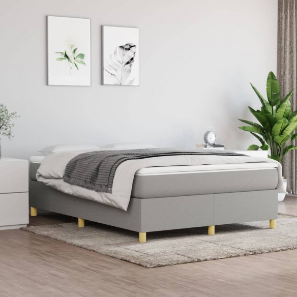 Cadre de lit avec matelas Gris clair 140x190cm Tissu