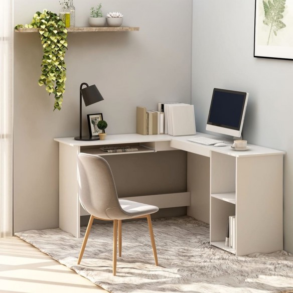 Bureau d'angle en forme de L Blanc 120x140x75 cm