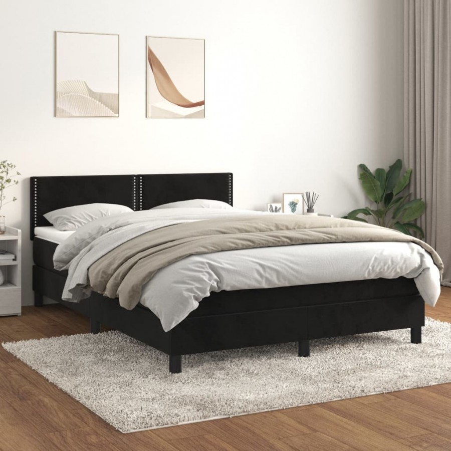 Cadre de lit avec matelas Noir 140x200 cm Velours