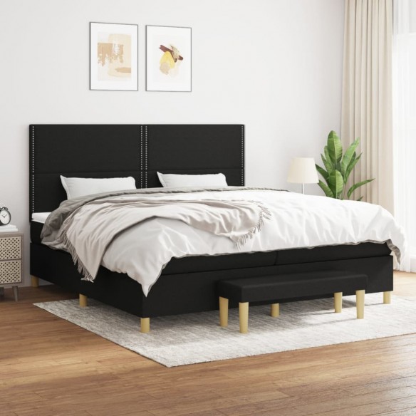 Cadre de lit avec matelas Noir 200x200 cm Tissu