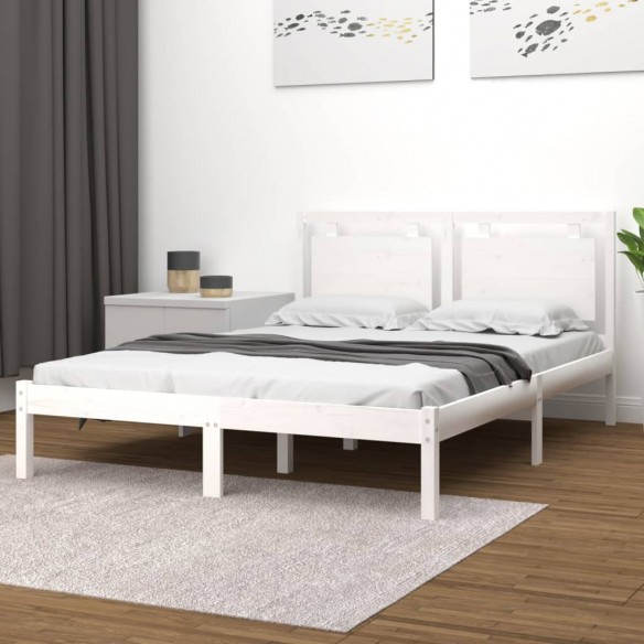 Cadre de lit Blanc Bois massif 120x190 cm Petit Double