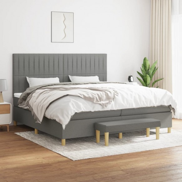 Cadre de lit avec matelas Gris foncé 200x200cm Tissu