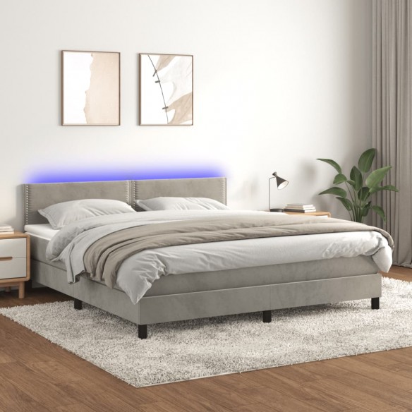 Cadre de lit avec matelas LED Gris clair 180x200 cm