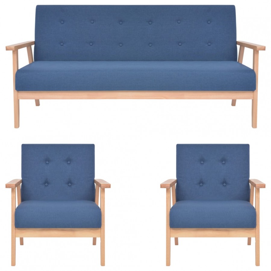 Ensemble de canapés 3 pcs Tissu Bleu