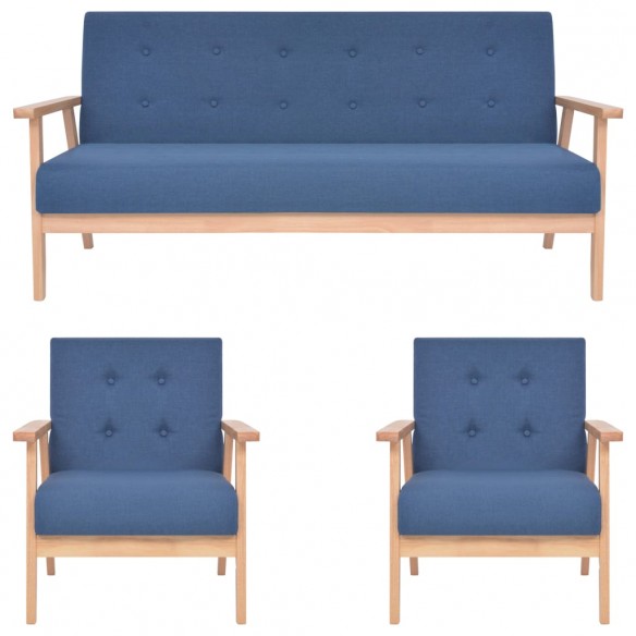 Ensemble de canapés 3 pcs Tissu Bleu